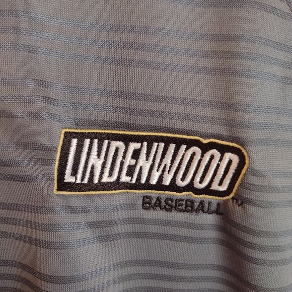 Adidas Men's Polo Shirt Grey Striped Short Sleeve Size L Collegiate Team issued - Picture 3 of 4